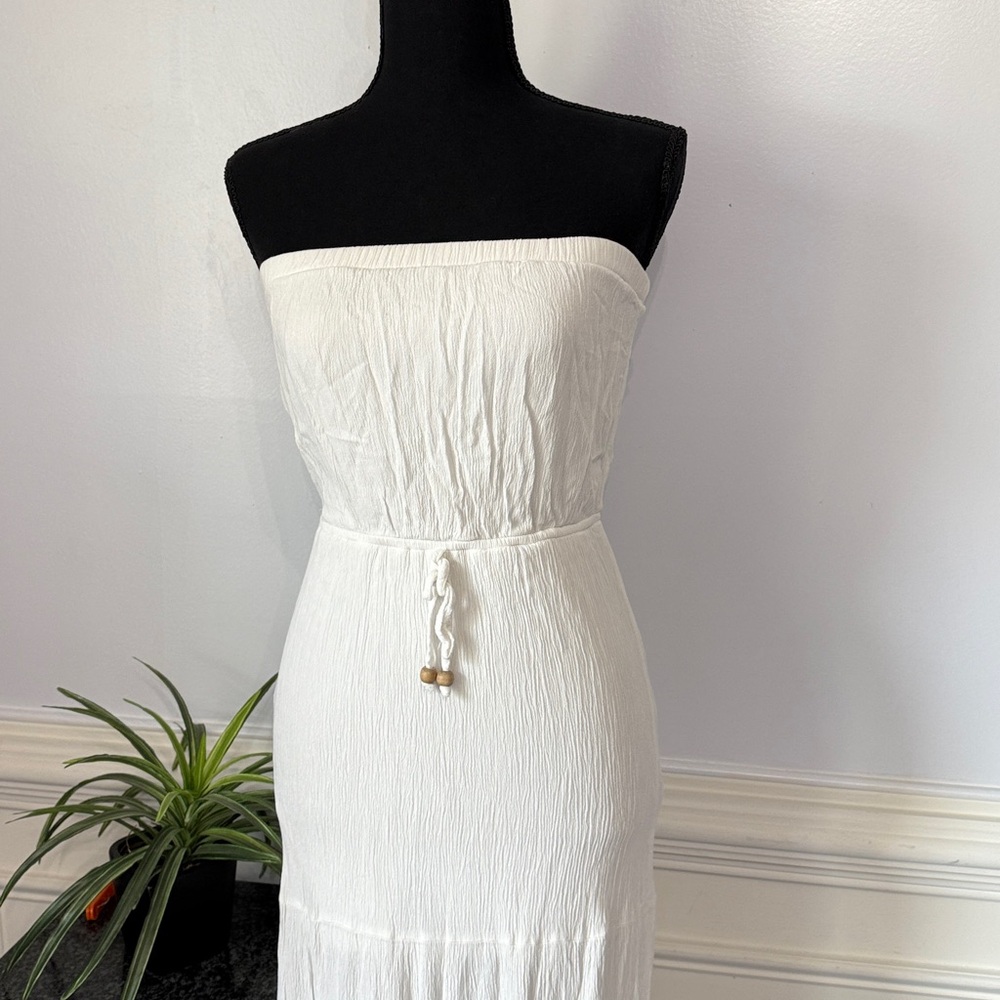 Socialite Strapless Solid White Flowing Grecian M… - image 2